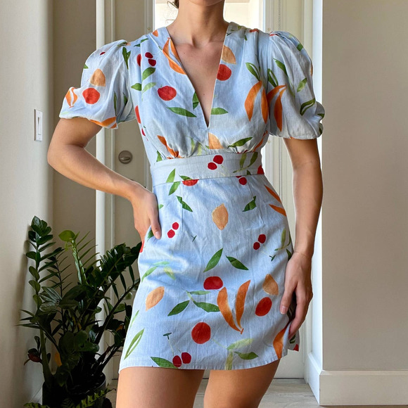 Floral Print Puff Sleeve Dress - Picture 1 of 11